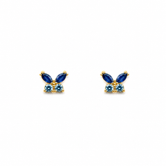 Ocean Blue Zirconia Butterfly Stud Earrings
