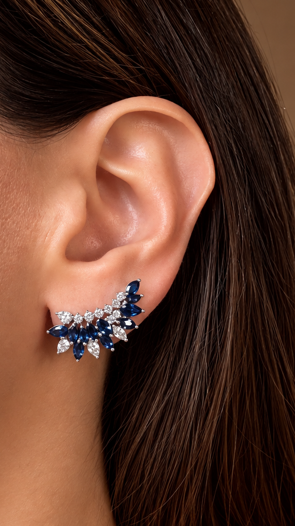 The Marquise Sapphire and Diamond Climbers