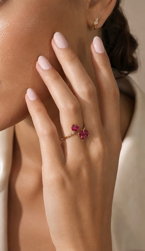 Marquise Ruby Floral Cocktail Ring