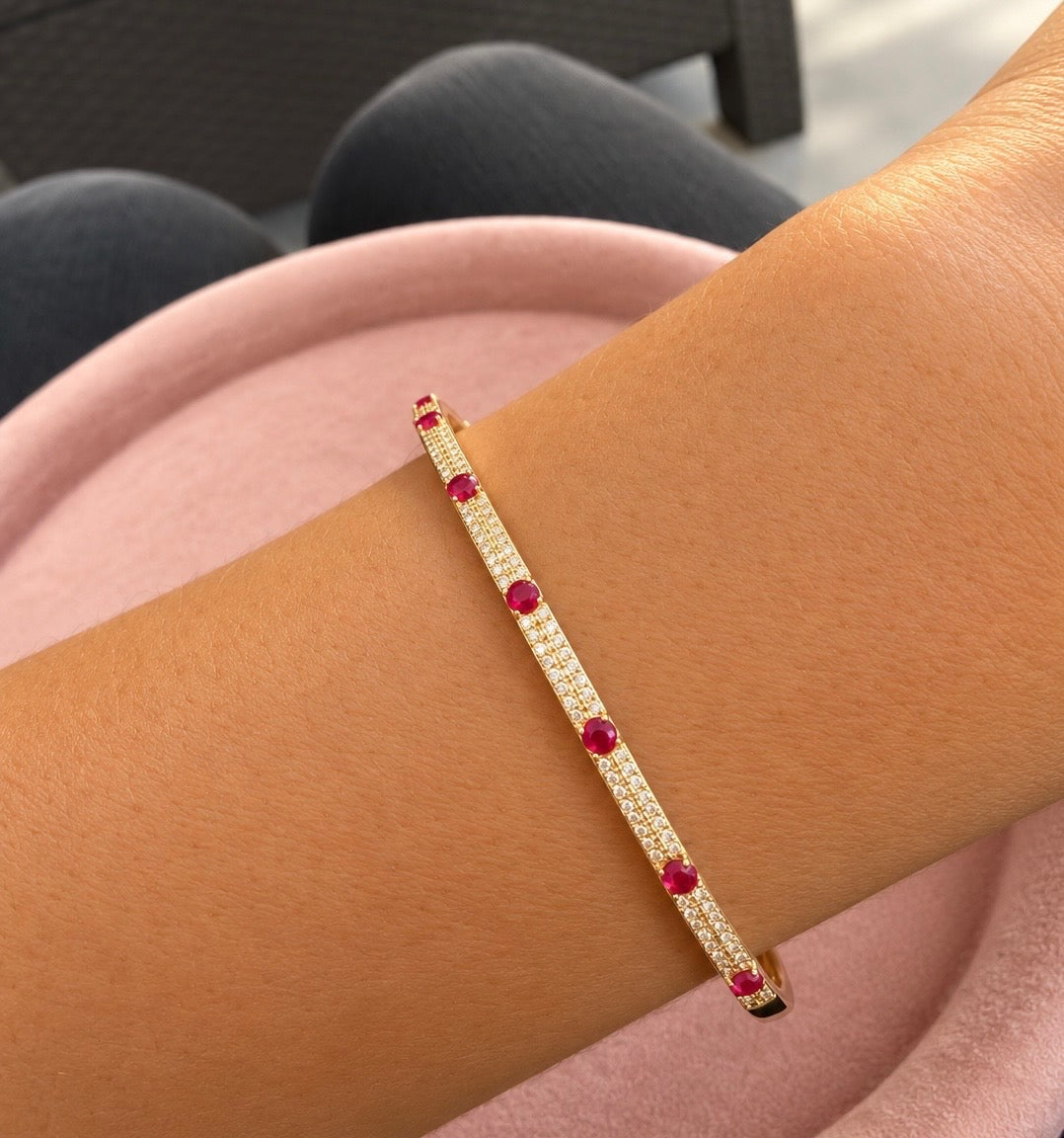 Ruby and Pave Diamond Bangle