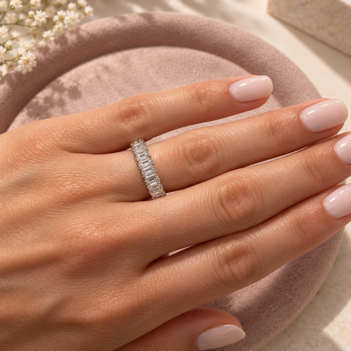 The Emerald-Cut Prong Eternity Band | Lab-Grown Diamonds