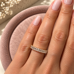 The Petit Emerald-Cut Prong Eternity Band | Lab-Grown Diamonds