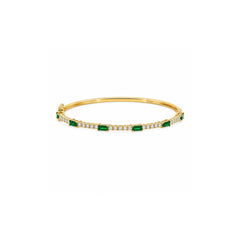 Baguette Emerald and Round Diamond Bangle