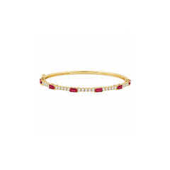 Baguette Ruby and Round Diamond Bangle
