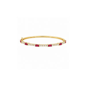 Baguette Ruby and Round Diamond Bangle