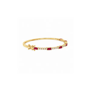 Baguette Ruby and Round Diamond Bangle