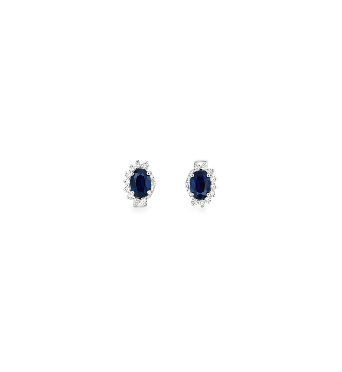Blue Sapphire Earring with Half Halo Diamond