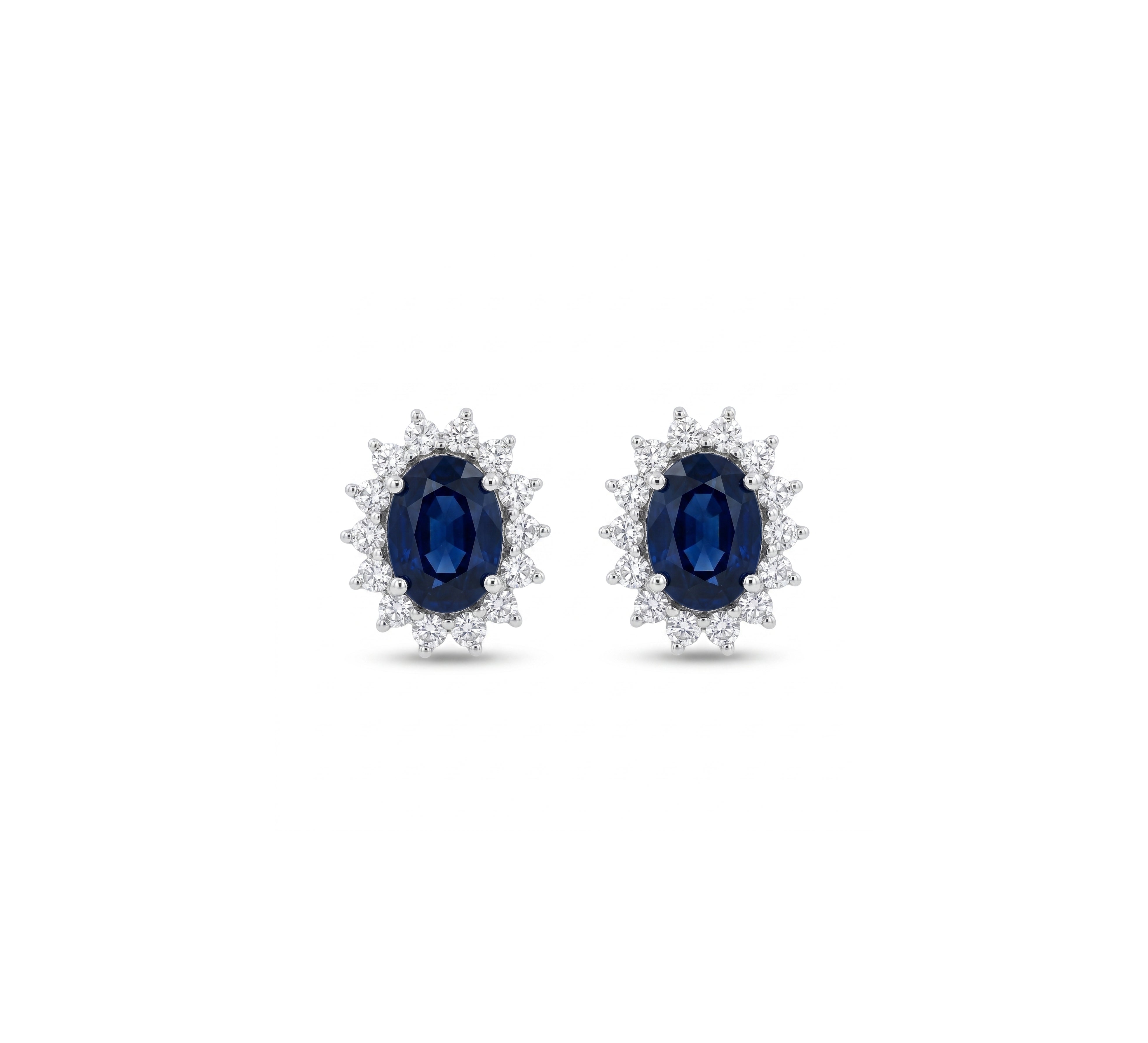 Blue Sapphire Studs with Halo Diamonds
