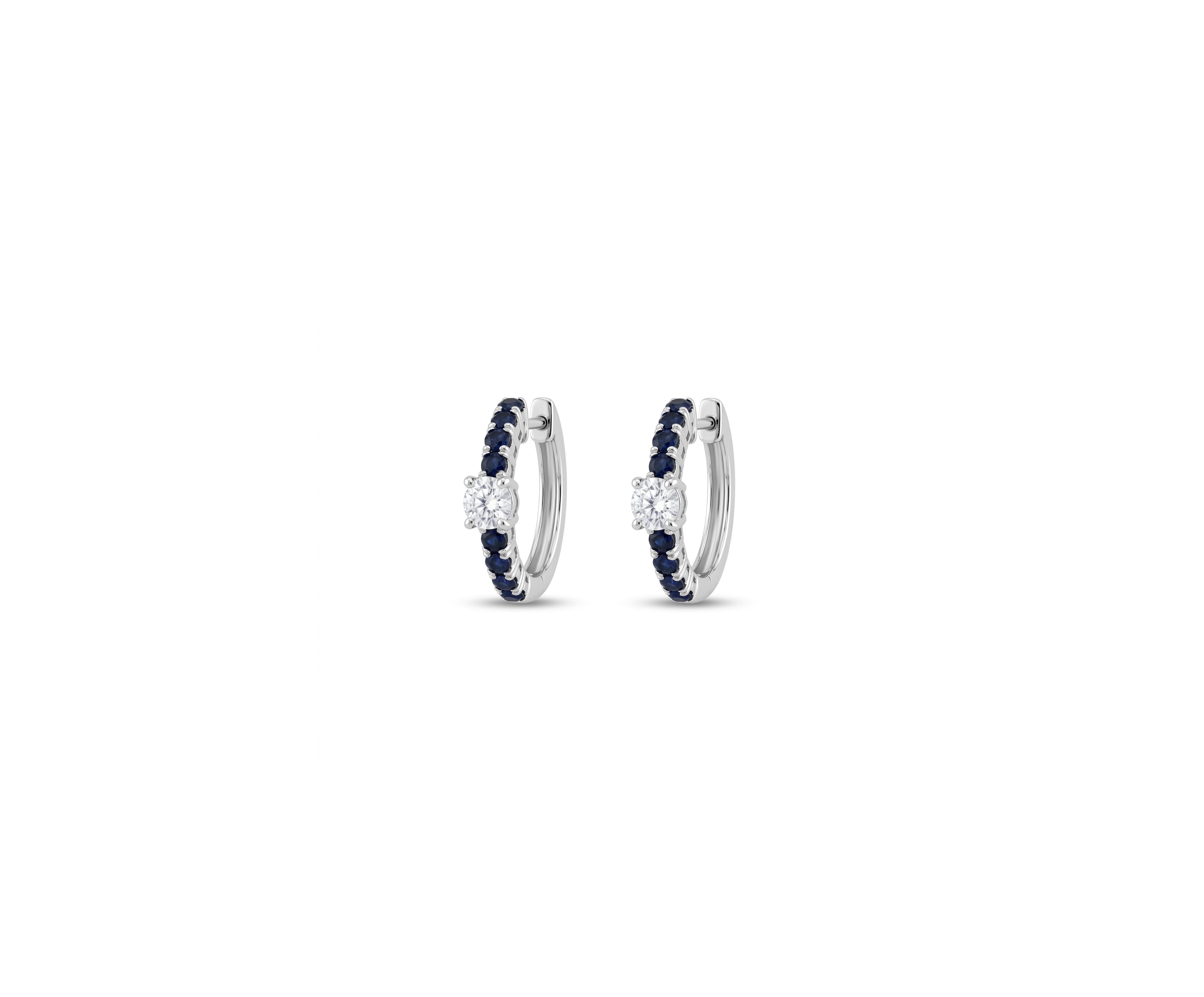 Blue Sapphire & Diamond Hoop