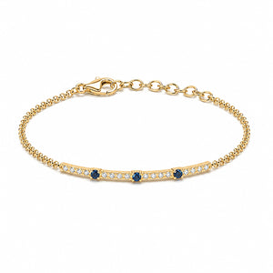 Blue Sapphires and Diamonds Bar Chain Bracelet