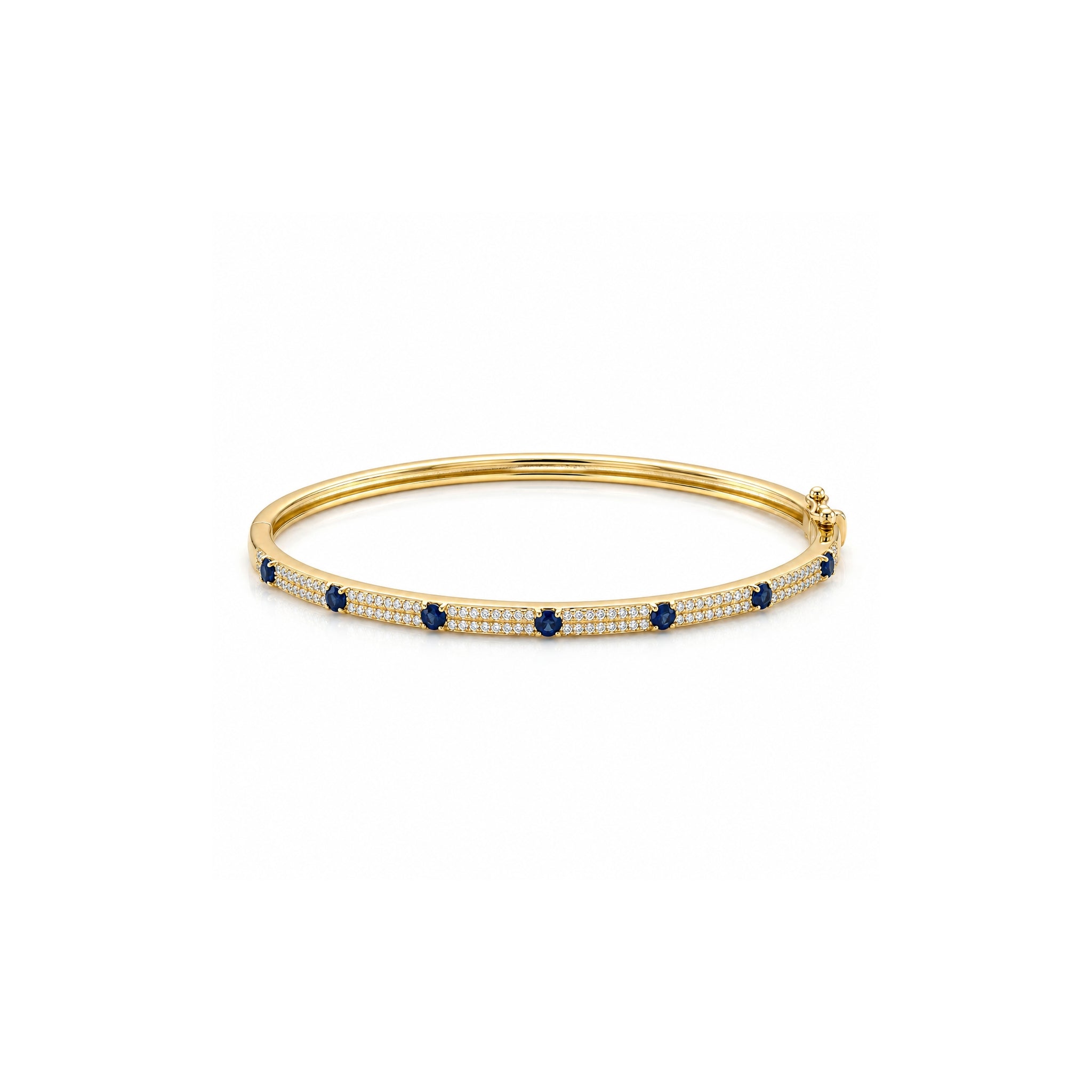 Blue Sapphire and Pave Diamond Bangle