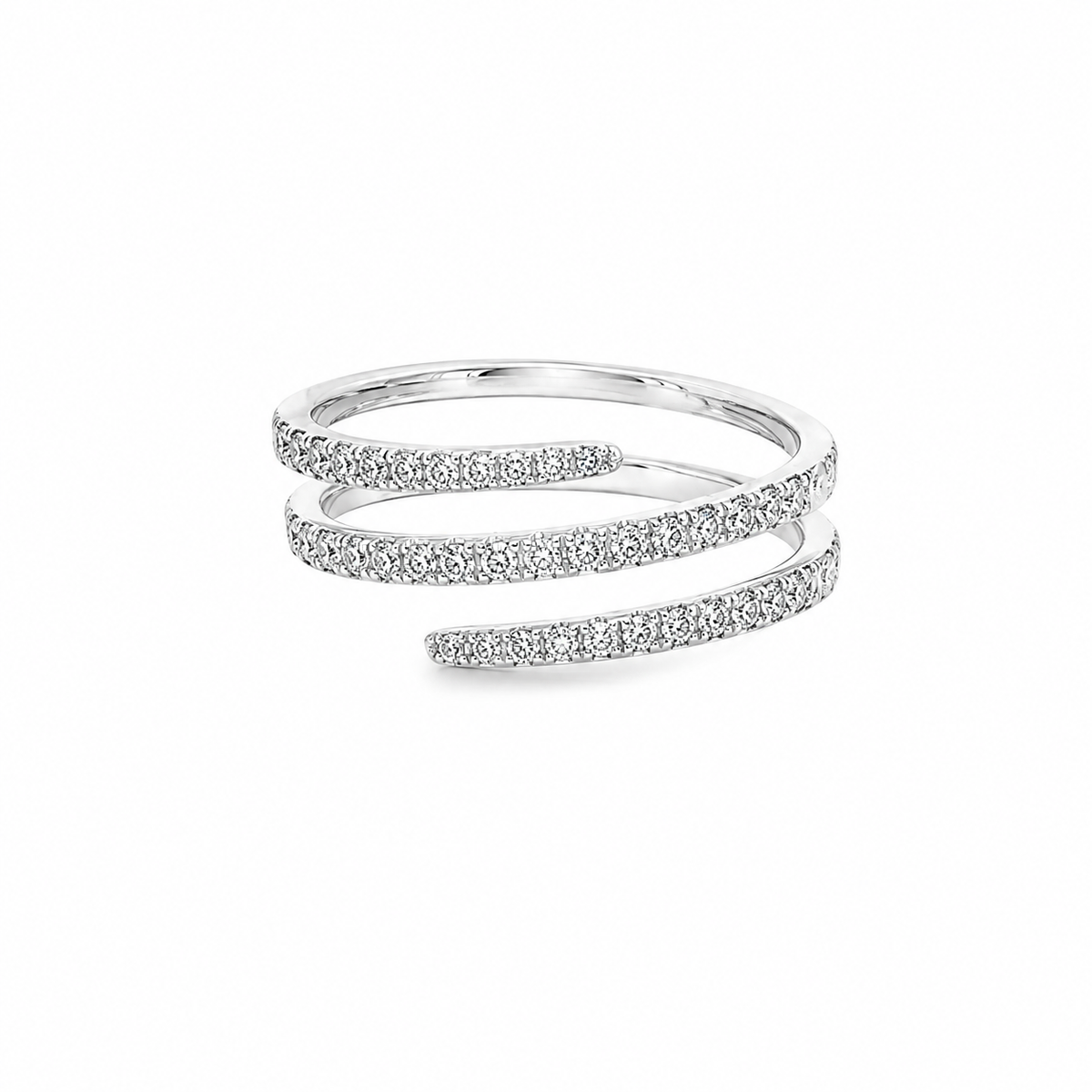 Diamond Spiral Wrap Around Ring in White Gold