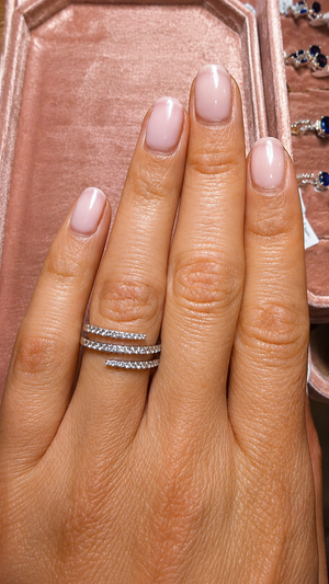 Diamond Spiral Wrap Around Ring in White Gold