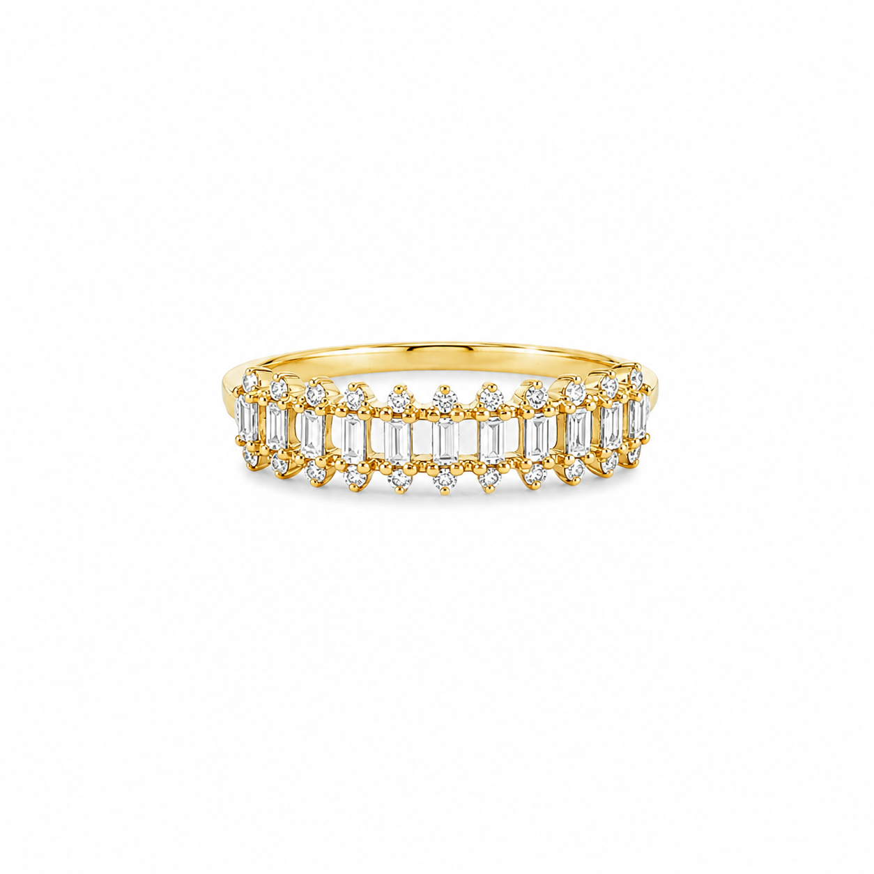 Half Eternity Baguette and Round Diamond Ring