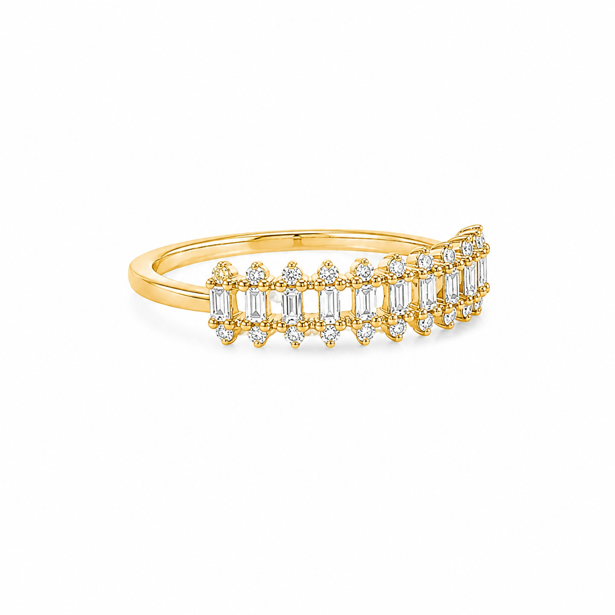 Half Eternity Baguette and Round Diamond Ring