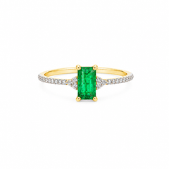 Mini Emerald and Pavé Diamond Ring