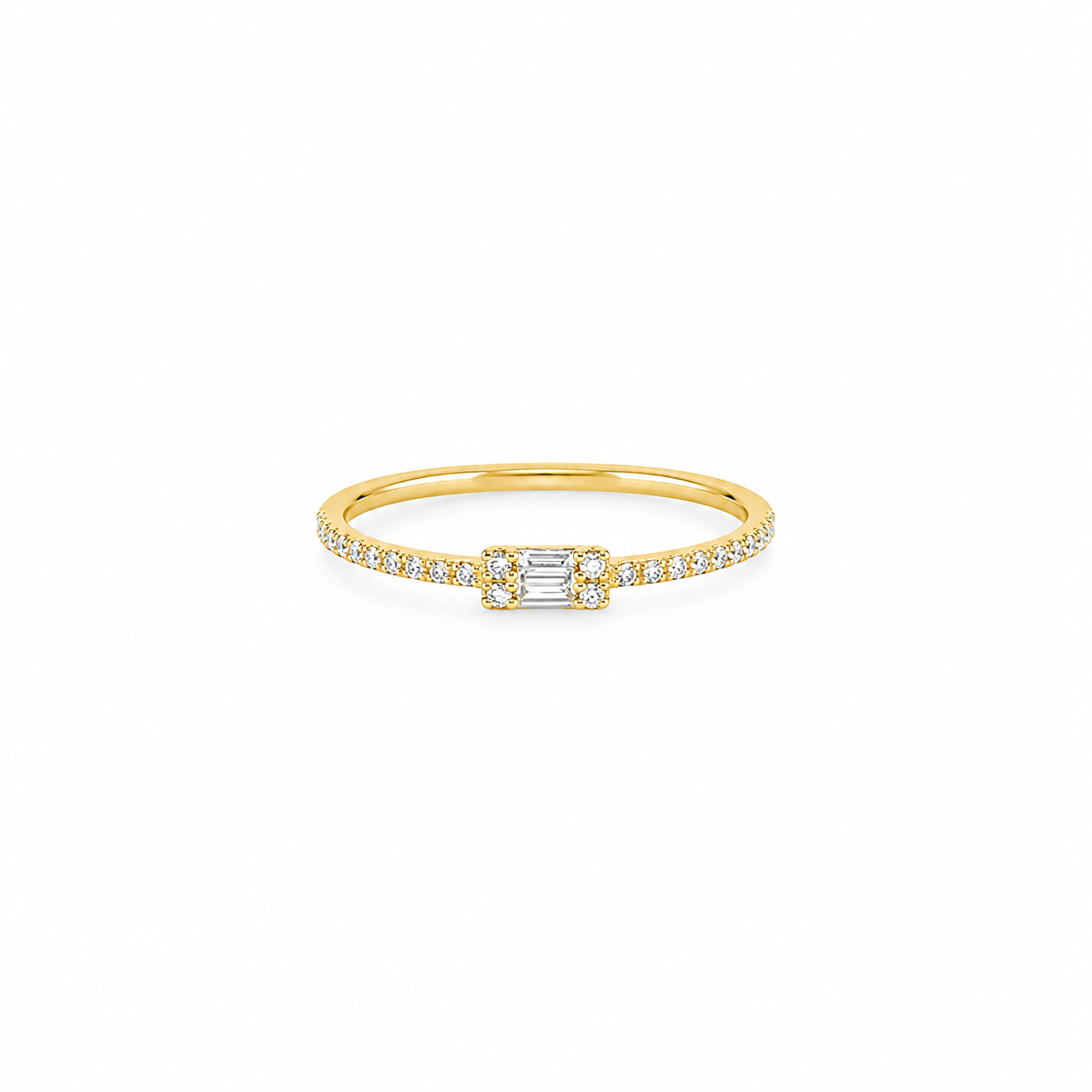 Baguette Diamond Pave Pinky Ring