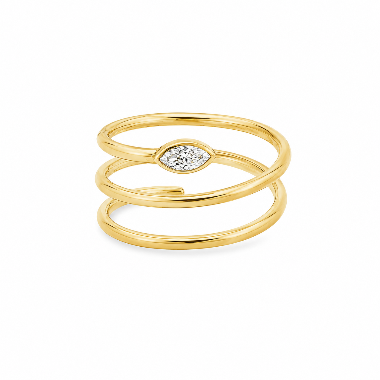 Marquise Diamond Coil Ring in Yellow Gold