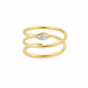 Marquise Diamond Coil Ring in Yellow Gold