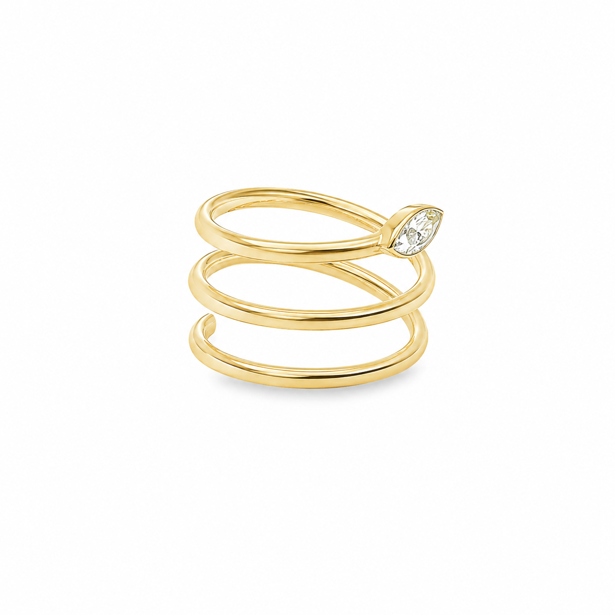 Marquise Diamond Coil Ring in Yellow Gold