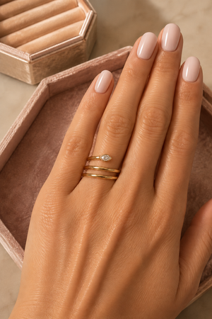 Marquise Diamond Coil Ring in Yellow Gold