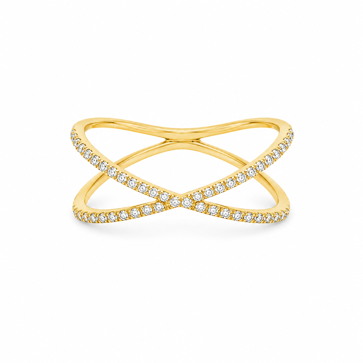 Pave "X" Diamond Ring