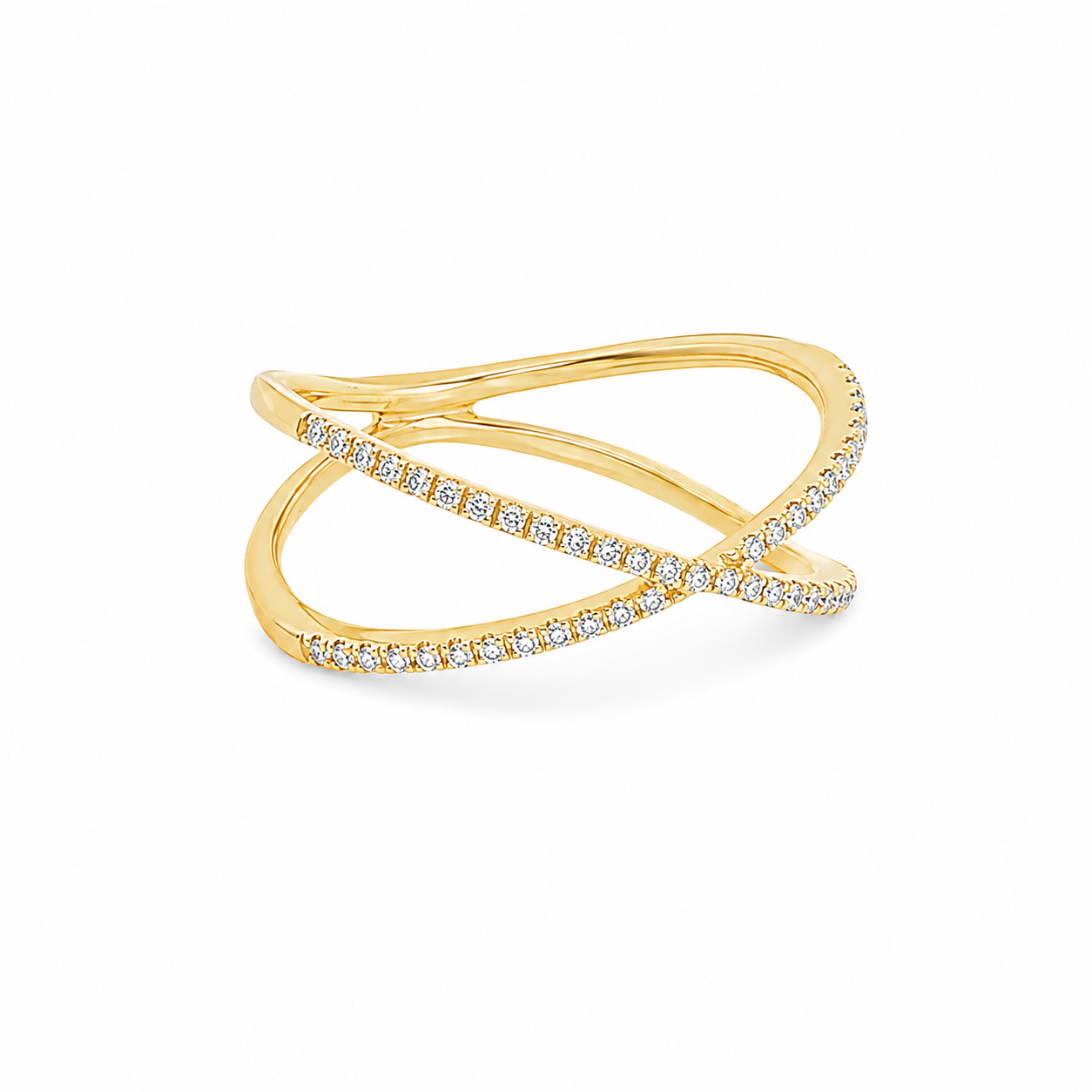 Pave "X" Diamond Ring