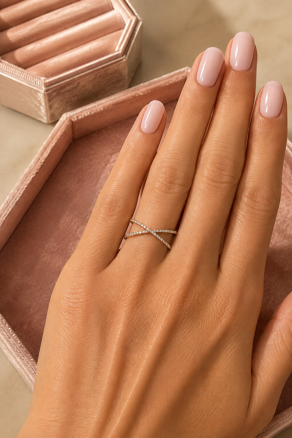 Pave "X" Diamond Ring
