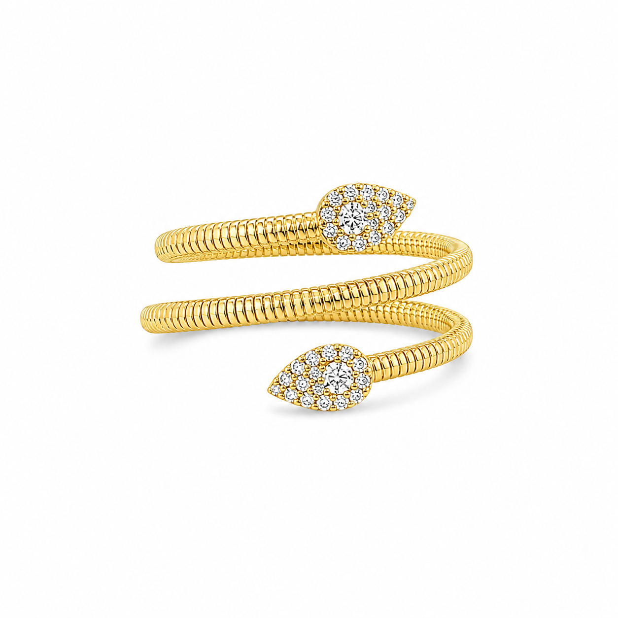Omega Coiled Wrap Ring with Diamond Pavé Ends