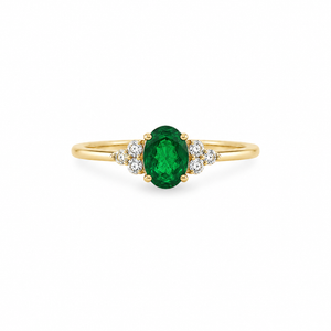 Oval-Cut Emerald and Diamond Cocktail Ring