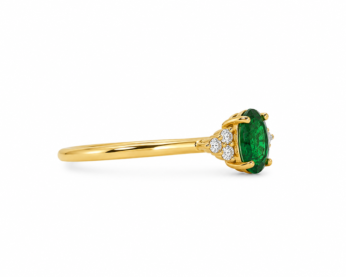 Oval-Cut Emerald and Diamond Cocktail Ring