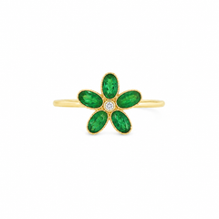 Flower Emerald with Diamond Ring