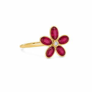 Flower Ruby with Diamond Ring
