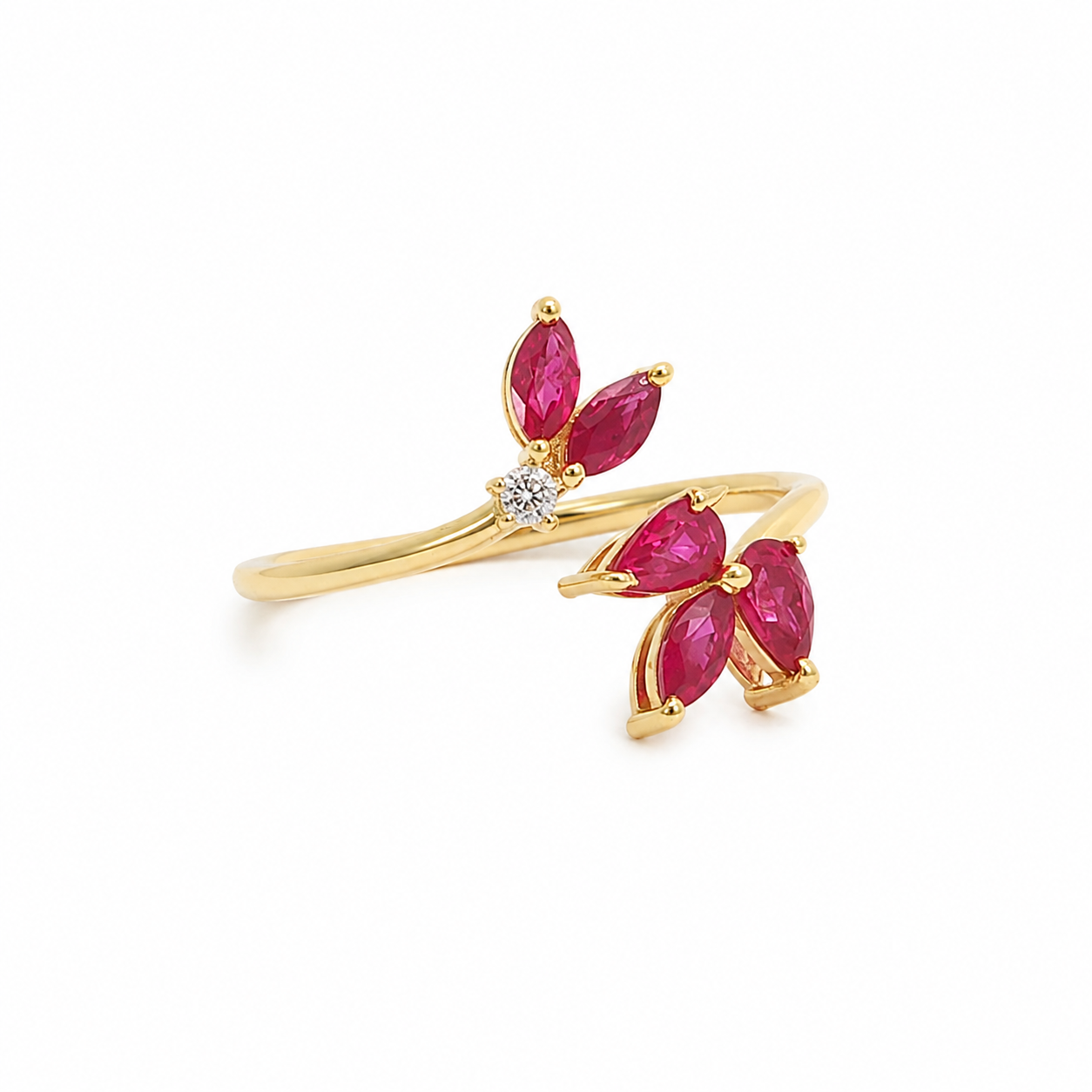 Marquise Ruby Floral Cocktail Ring