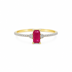 Mini Ruby and Pavé Diamond Ring