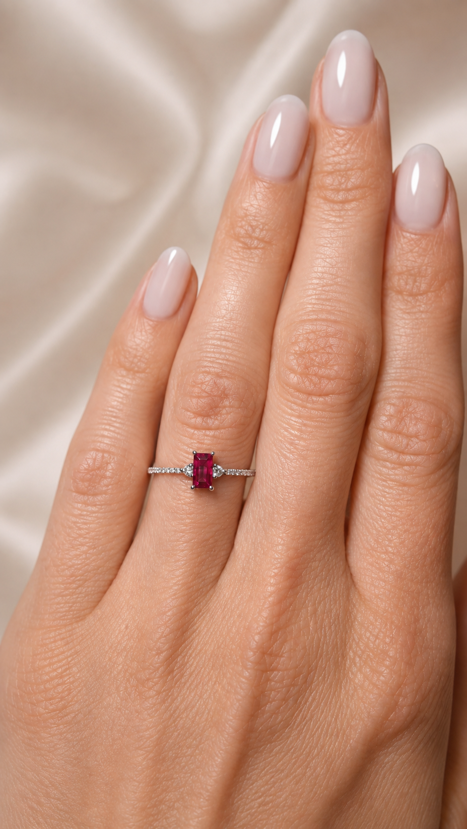 Mini Ruby and Pavé Diamond Ring