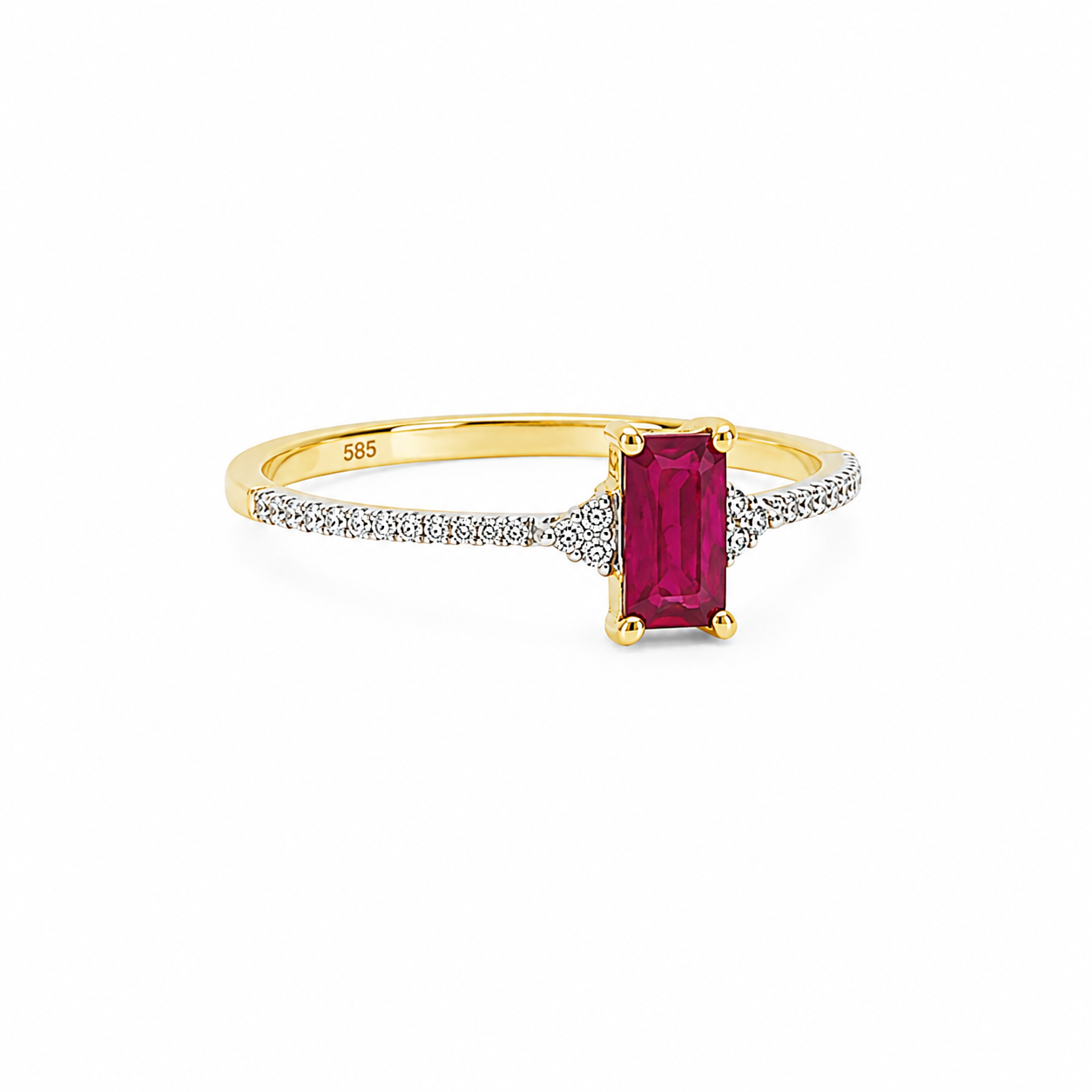 Mini Ruby and Pavé Diamond Ring
