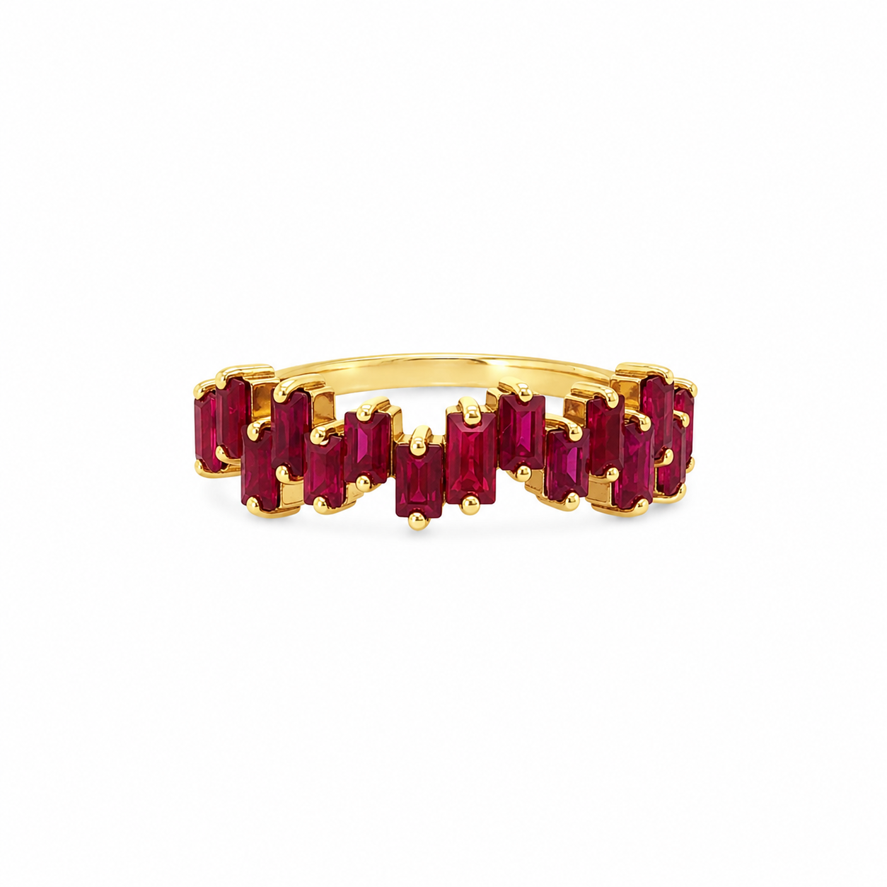 Staggered Baguette Ruby Ring