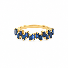 Staggered Baguette Blue Sapphire Ring