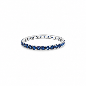Half Eternity Paved Diamond and Half Blue Sapphire Ring