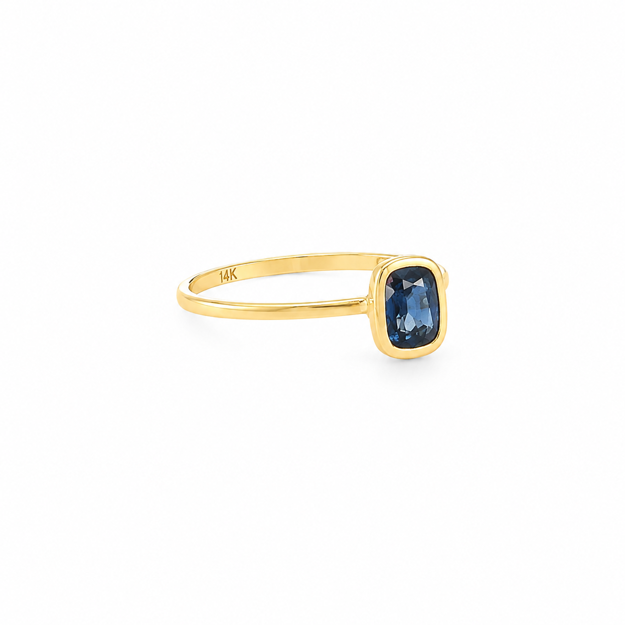 Blue Sapphire Bezel Solitaire Ring
