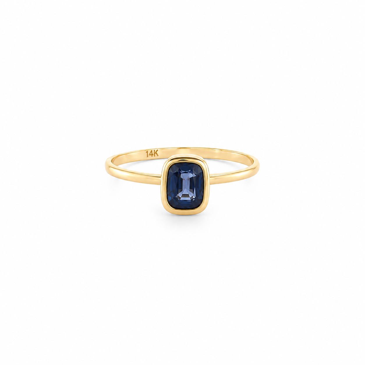 Blue Sapphire Bezel Solitaire Ring