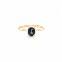 Blue Sapphire Bezel Solitaire Ring