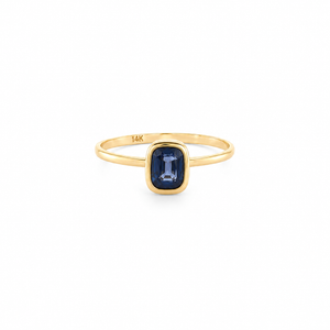 Blue Sapphire Bezel Solitaire Ring