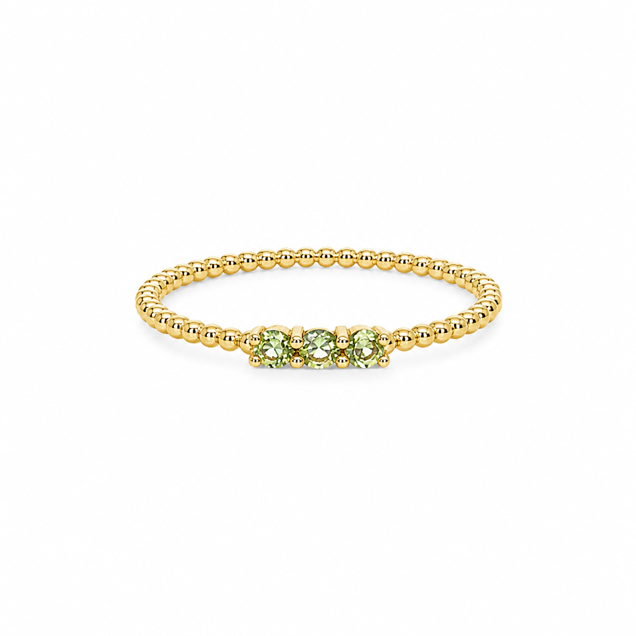 Three-Stone Peridot Beaded Stackable Ring
