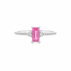 Emerald Cut Pink Sapphire with Diamonds Ring