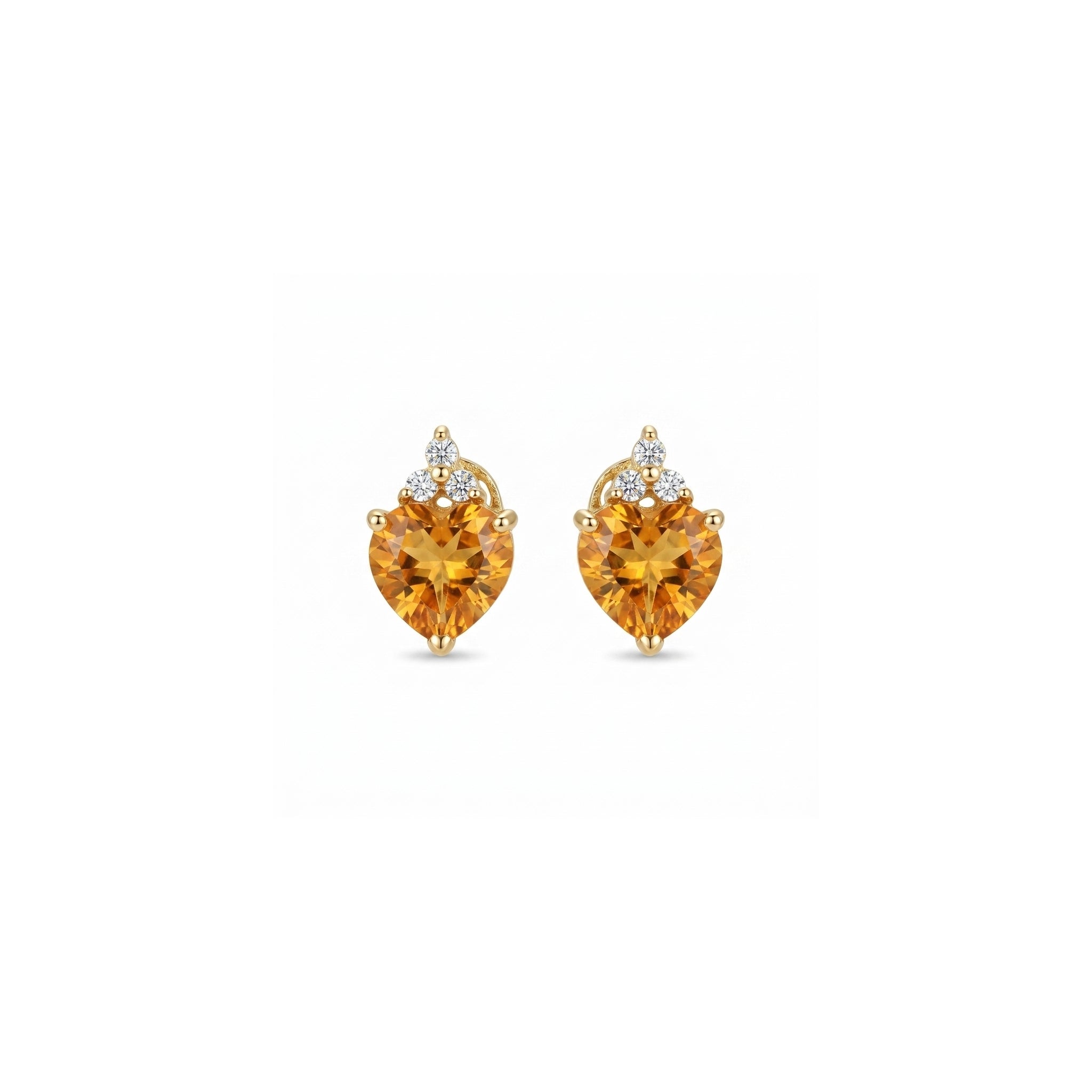Heart-Shaped Citrine Stud Earrings