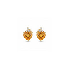 Heart-Shaped Citrine Stud Earrings