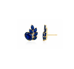 Deep Blue Sapphire Cluster Greek Earrings