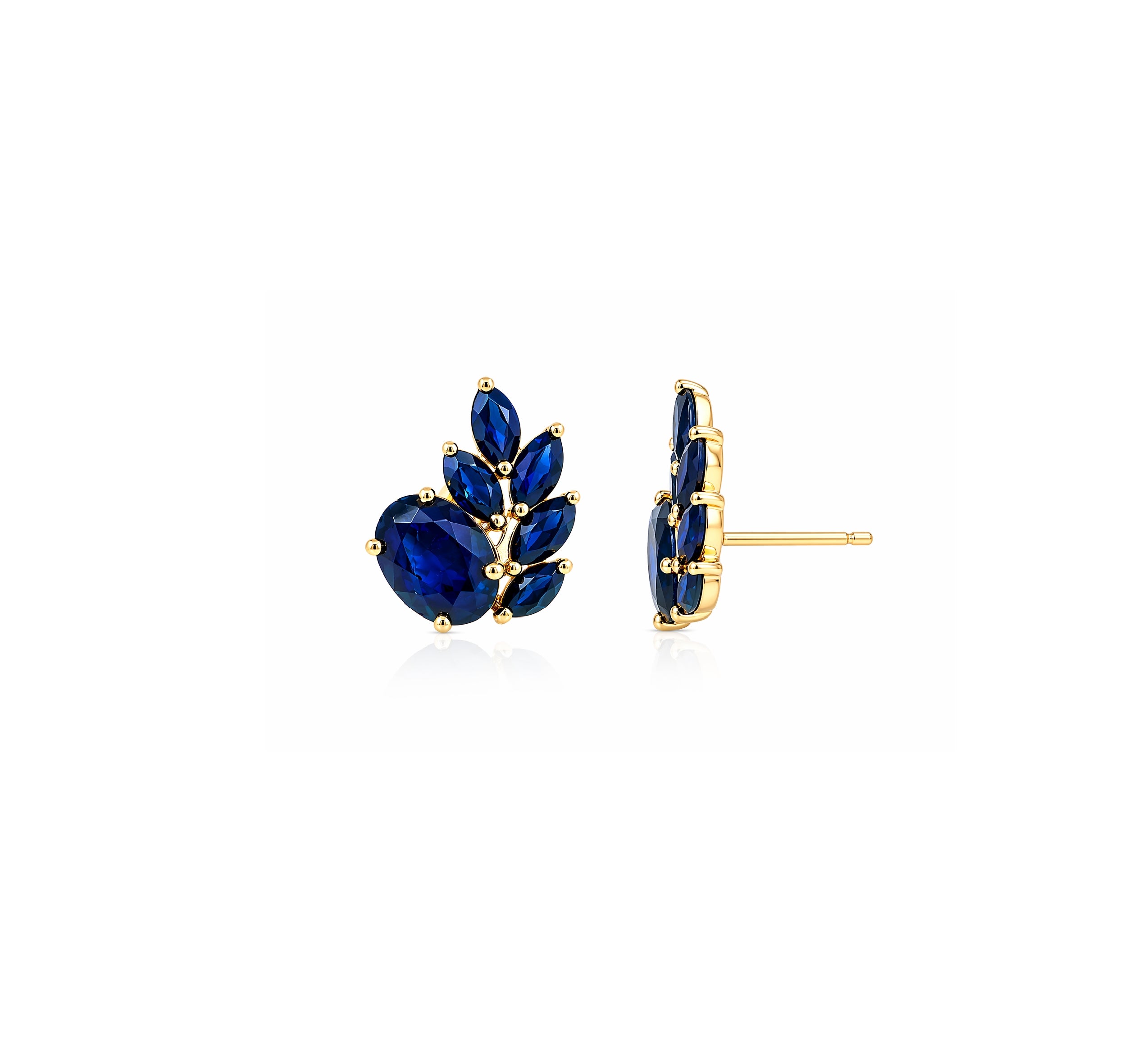 Deep Blue Sapphire Cluster Greek Earrings